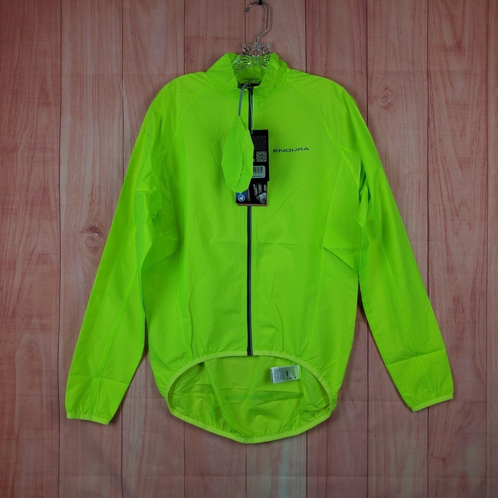 Endura Pakajak Windproof Shell Mens Jacket Sz Small Green Long Sleeve Full Zip